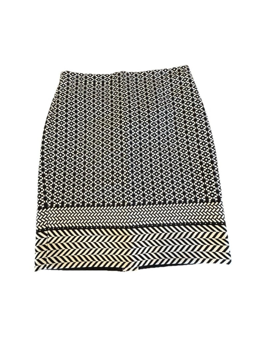 J Crew Pencil Skirt Blue And White Geometric Size 6